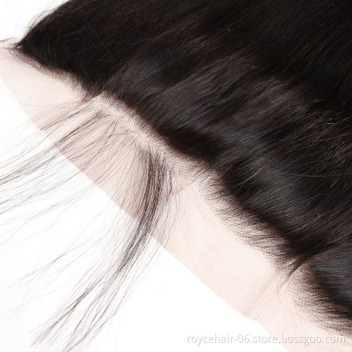 Transparent HD Lace Frontal Straight Virgin Hair Pre Plucked Swiss Lace Closure Frontal With Baby Hair
